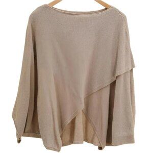 NAIS PARIS - DARK BEIGE CASHMERE AND WOOL PONCHO SWEATER